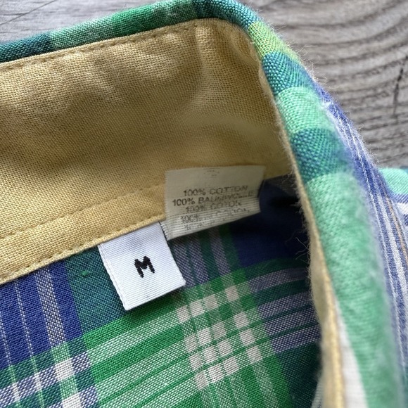 VTG 70s Gant India Madras Plaid Multicolor Button Up Shirt Large EZ Rare Medium - Picture 3 of 9